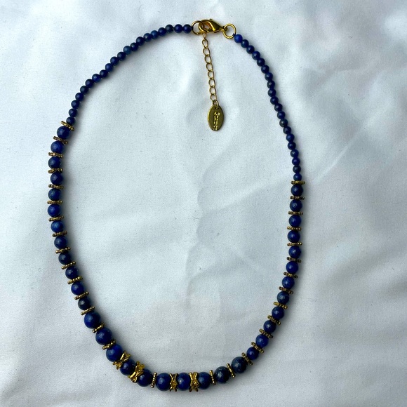 Stauer blue lapis lazuli with gold accent beads necklace - Picture 1 of 5